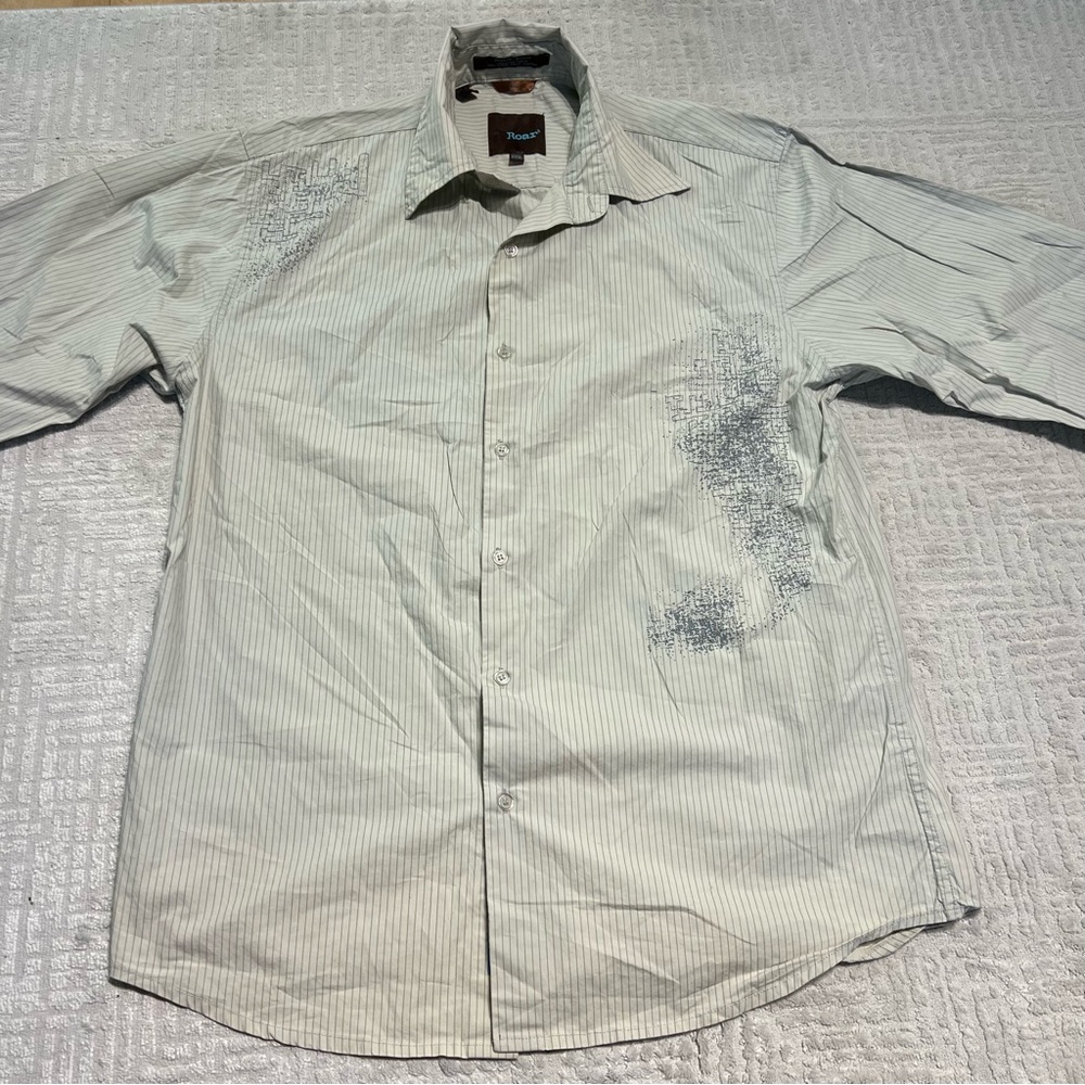 Roar Poplin Douce Men’s Button Down Long Sleeve Graphic Shirt Polo Size Large